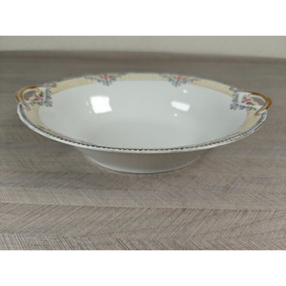 Noritake Japan Handled Oval Serving Bowl With Floral Design & Gold Trim - Picture 2 of 9